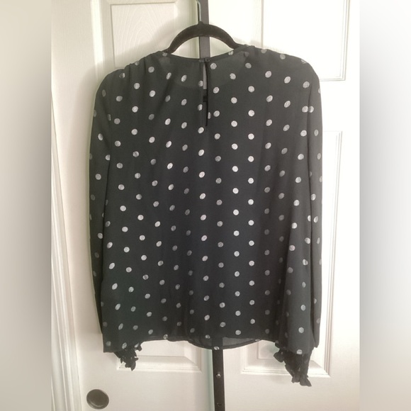 Halogen Black and Silver Polka Dot Blouse, size Medium - Picture 3 of 4
